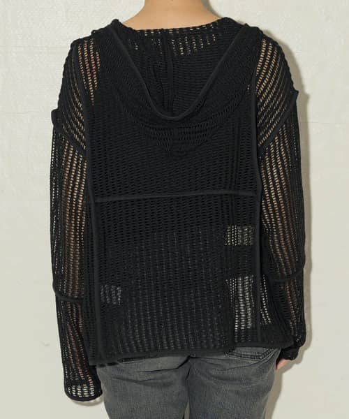 Black Knitted Hoodie Jacket