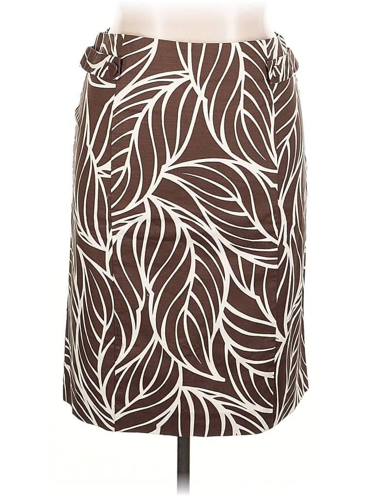 🤎 Brown & White Leaf-Print Pencil Skirt